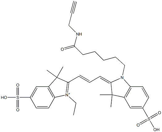 3H-IndoliuM, 2-[3-[1,3-dihydro-3,3-diMethyl-1-[6-oxo-6-(2-propyn-1-ylaMino)hexyl]-5-sulfo-2H-indol-2-ylidene]-1-propen-1-yl]-1-ethyl-3,3-diMethyl-5-sulfo- Struktur