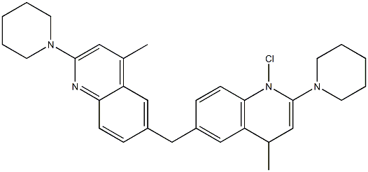 6,6'-亚甲基双[4-甲基-2(1-哌啶基)]喹啉三盐酸盐 结构式