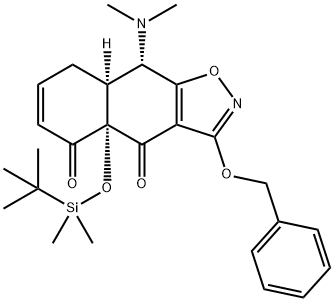 (4AS,8AS,9S)-3-(ベンジルオキシ)-4A-((TERT-ブチルジメチルシリル)オキシ)-9-(ジメチルアミノ)-8A,9-ジヒドロナフト[2,3-D]イソオキサゾール-4,5(4AH,8H)-ジオン 化学構造式