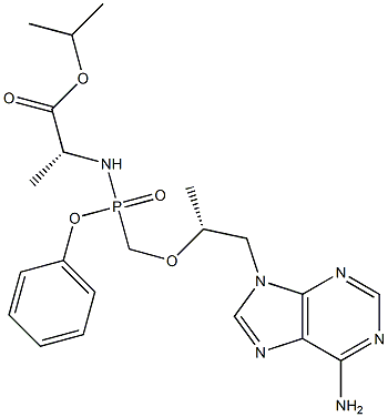 isopropyl ((R)-((((R)-1-(6-amino-9H-purin-9-yl)propan-2-yl)oxy)methyl)(phenoxy)phosphoryl)-D-alaninate, 2053424-88-5, 结构式