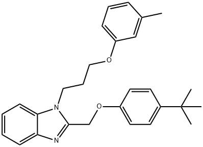 2-((4-(tert-butyl)phenoxy)methyl)-1-(3-(m-tolyloxy)propyl)-1H-benzo[d]imidazole 结构式