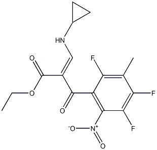 乙基 3-(环丙基氨基)-2-(2,4,5-三氟-3-甲基-6-硝基苯甲酰)丙烯酰基酯 结构式