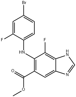 methyl 5-((4-bromo-2-fluorophenyl)amino)-4-fluoro-1H-benzo[d]imidazole-6-carboxylate Structure