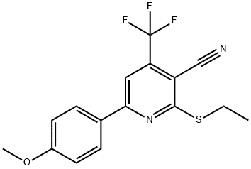 2-(ethylthio)-6-(4-methoxyphenyl)-4-(trifluoromethyl)nicotinonitrile 结构式