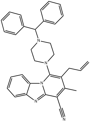 2-allyl-1-(4-benzhydrylpiperazin-1-yl)-3-methylbenzo[4,5]imidazo[1,2-a]pyridine-4-carbonitrile 结构式