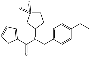 N-(1,1-dioxidotetrahydrothiophen-3-yl)-N-(4-ethylbenzyl)thiophene-2-carboxamide 结构式