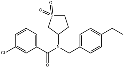 3-chloro-N-(1,1-dioxidotetrahydrothiophen-3-yl)-N-(4-ethylbenzyl)benzamide 结构式
