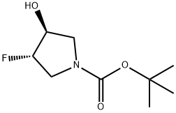 tert-butyl (3S,4S)-3-fluoro-4-hydroxypyrrolidine-1-carboxylate, 1174020-51-9, 结构式