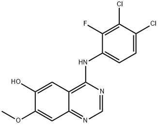 4-(3,4-dichloro-2-fluorophenylamino)-7-methoxyquinazolin-6-ol Struktur
