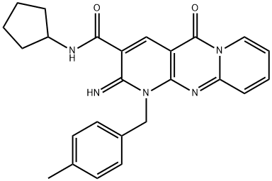 N-cyclopentyl-2-imino-1-(4-methylbenzyl)-5-oxo-1,5-dihydro-2H-dipyrido[1,2-a:2',3'-d]pyrimidine-3-carboxamide 结构式