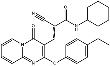 (2E)-2-cyano-N-cyclohexyl-3-[2-(4-ethylphenoxy)-4-oxo-4H-pyrido[1,2-a]pyrimidin-3-yl]prop-2-enamide 结构式