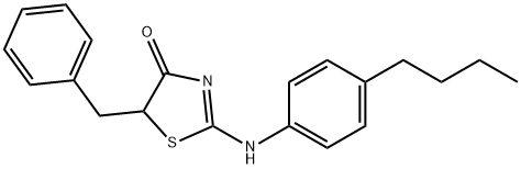 (2E)-5-benzyl-2-[(4-butylphenyl)imino]-1,3-thiazolidin-4-one 结构式