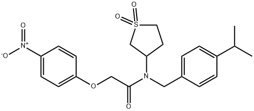 N-(1,1-dioxidotetrahydrothiophen-3-yl)-2-(4-nitrophenoxy)-N-[4-(propan-2-yl)benzyl]acetamide 结构式