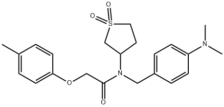 N-[4-(dimethylamino)benzyl]-N-(1,1-dioxidotetrahydrothiophen-3-yl)-2-(4-methylphenoxy)acetamide 结构式