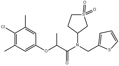 2-(4-chloro-3,5-dimethylphenoxy)-N-(1,1-dioxidotetrahydrothiophen-3-yl)-N-(thiophen-2-ylmethyl)propanamide 结构式