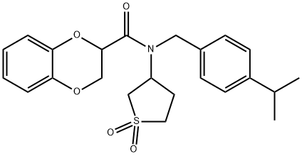 N-(1,1-dioxidotetrahydrothiophen-3-yl)-N-[4-(propan-2-yl)benzyl]-2,3-dihydro-1,4-benzodioxine-2-carboxamide 结构式
