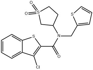 3-chloro-N-(1,1-dioxidotetrahydrothiophen-3-yl)-N-(thiophen-2-ylmethyl)-1-benzothiophene-2-carboxamide 结构式