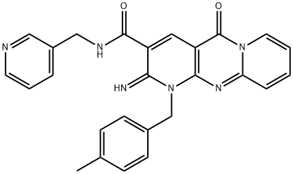 2-imino-1-(4-methylbenzyl)-5-oxo-N-(3-pyridinylmethyl)-1,5-dihydro-2H-dipyrido[1,2-a:2,3-d]pyrimidine-3-carboxamide 结构式