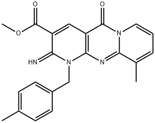 methyl 2-imino-10-methyl-1-(4-methylbenzyl)-5-oxo-1,5-dihydro-2H-dipyrido[1,2-a:2,3-d]pyrimidine-3-carboxylate 结构式
