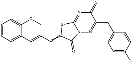 2-(2H-chromen-3-ylmethylene)-6-(4-fluorobenzyl)-7H-[1,3]thiazolo[3,2-b][1,2,4]triazine-3,7(2H)-dione 结构式