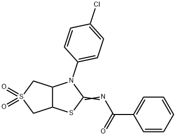 N-(3-(4-chlorophenyl)-5,5-dioxidotetrahydrothieno[3,4-d][1,3]thiazol-2(3H)-ylidene)benzamide 结构式