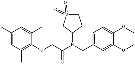 N-(3,4-dimethoxybenzyl)-N-(1,1-dioxidotetrahydro-3-thienyl)-2-(mesityloxy)acetamide 结构式