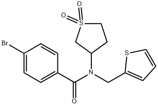 4-bromo-N-(1,1-dioxidotetrahydro-3-thienyl)-N-(2-thienylmethyl)benzamide 结构式