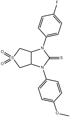 1-(4-fluorophenyl)-3-(4-methoxyphenyl)tetrahydro-1H-thieno[3,4-d]imidazole-2(3H)-thione 5,5-dioxide 结构式