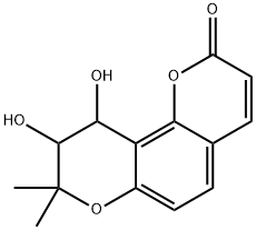 9,10-Dihydro-9,10-dihydroxy-8,8-dimethyl-2H,8H-benzo[1,2-b:3,4-b']dipyran-2-one 结构式