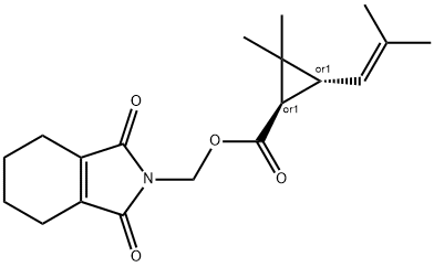 rac-2,2-ジメチル-3β*-(2-メチル-1-プロペニル)シクロプロパン-1α*-カルボン酸[(1,3,4,5,6,7-ヘキサヒドロ-1,3-ジオキソ-2H-イソインドール)-2-イル]メチル 化学構造式