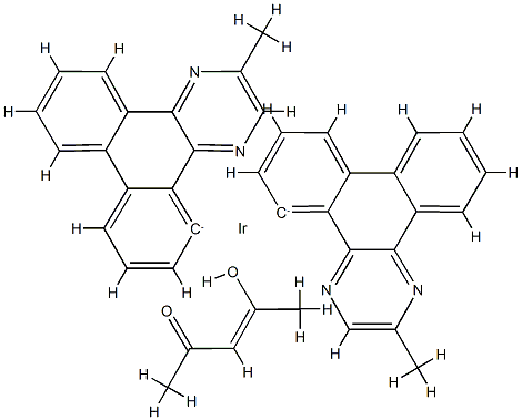 Bis(2-methyldibenzo[f,h]quinoxaline) (acetylacetonate) iridium (III) Structure