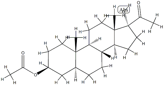 3β-Acetyloxy-17-hydroxy-5α-pregnan-20-one 结构式