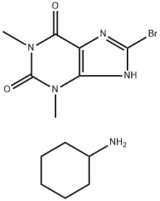 8-bromo-1,3-dimethyl-7H-purine-2,6-dione, cyclohexanamine 结构式