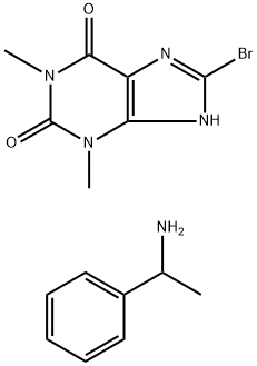8-bromo-1,3-dimethyl-7H-purine-2,6-dione, 1-phenylethanamine 结构式