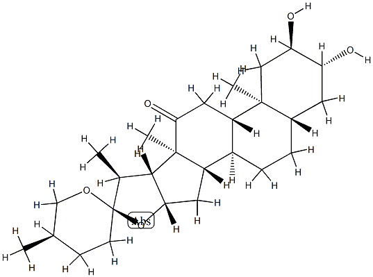 (25R)-2α,3β-Dihydroxy-5α-spirostan-12-one 结构式