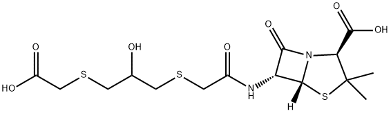 6α-[[[3-[(Carboxymethyl)thio]-2-hydroxypropyl]thio]acetyl]penicillanic acid 结构式