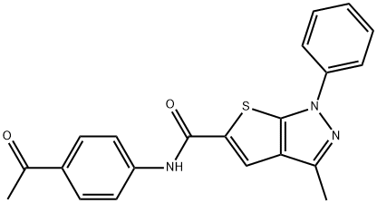 1H-Thieno[2,3-c]pyrazole-5-carboxamide,N-(4-acetylphenyl)-3-methyl-1-phenyl-(9CI) 结构式