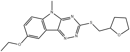 5H-1,2,4-Triazino[5,6-b]indole,8-ethoxy-5-methyl-3-[[(tetrahydro-2-furanyl)methyl]thio]-(9CI) 结构式