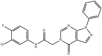5H-Pyrazolo[3,4-d]pyrimidine-5-acetamide,N-(3-chloro-4-fluorophenyl)-1,4-dihydro-4-oxo-1-phenyl-(9CI) 结构式