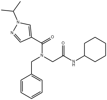 1H-Pyrazole-4-carboxamide,N-[2-(cyclohexylamino)-2-oxoethyl]-1-(1-methylethyl)-N-(phenylmethyl)-(9CI) 结构式