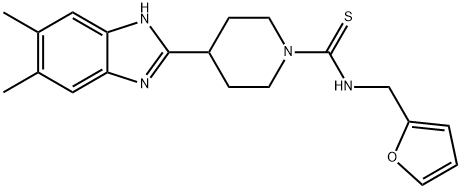 1-Piperidinecarbothioamide,4-(5,6-dimethyl-1H-benzimidazol-2-yl)-N-(2-furanylmethyl)-(9CI) Structure