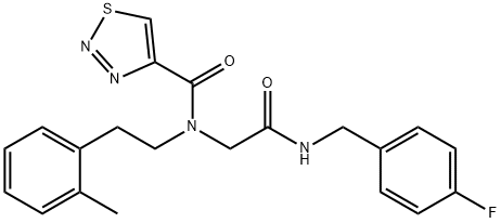 1,2,3-Thiadiazole-4-carboxamide,N-[2-[[(4-fluorophenyl)methyl]amino]-2-oxoethyl]-N-[2-(2-methylphenyl)ethyl]-(9CI) 结构式