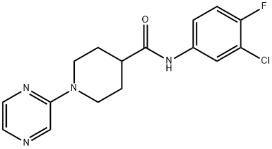 4-Piperidinecarboxamide,N-(3-chloro-4-fluorophenyl)-1-pyrazinyl-(9CI) 结构式