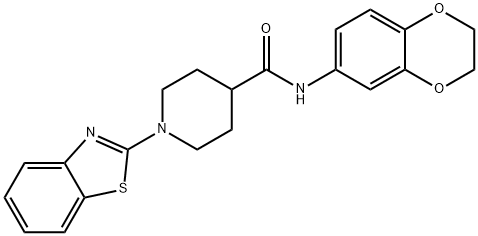 4-Piperidinecarboxamide,1-(2-benzothiazolyl)-N-(2,3-dihydro-1,4-benzodioxin-6-yl)-(9CI) 结构式