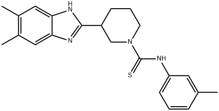 1-Piperidinecarbothioamide,3-(5,6-dimethyl-1H-benzimidazol-2-yl)-N-(3-methylphenyl)-(9CI) 结构式