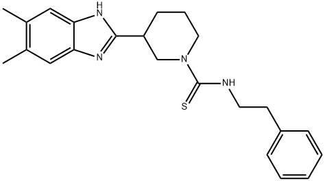 1-Piperidinecarbothioamide,3-(5,6-dimethyl-1H-benzimidazol-2-yl)-N-(2-phenylethyl)-(9CI) 结构式