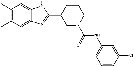1-Piperidinecarbothioamide,N-(3-chlorophenyl)-3-(5,6-dimethyl-1H-benzimidazol-2-yl)-(9CI) 结构式