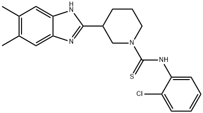 1-Piperidinecarbothioamide,N-(2-chlorophenyl)-3-(5,6-dimethyl-1H-benzimidazol-2-yl)-(9CI) 结构式
