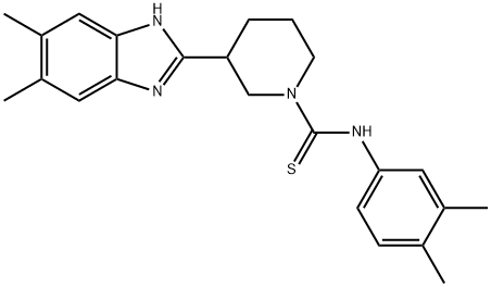 1-Piperidinecarbothioamide,3-(5,6-dimethyl-1H-benzimidazol-2-yl)-N-(3,4-dimethylphenyl)-(9CI) 结构式