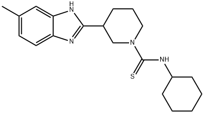 1-Piperidinecarbothioamide,N-cyclohexyl-3-(5-methyl-1H-benzimidazol-2-yl)-(9CI) 结构式